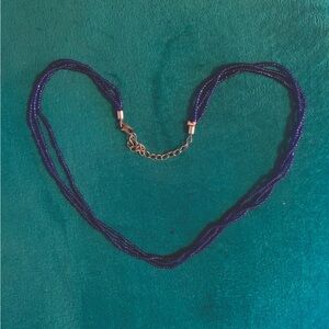 Blue Multistrand Seed Bead Necklace 18"